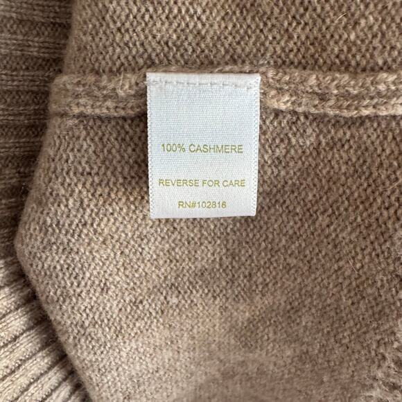 Garnet Hill Womens Large Brown Beige 100% Cashmere Pullover Sweater - Picture 5 of 5